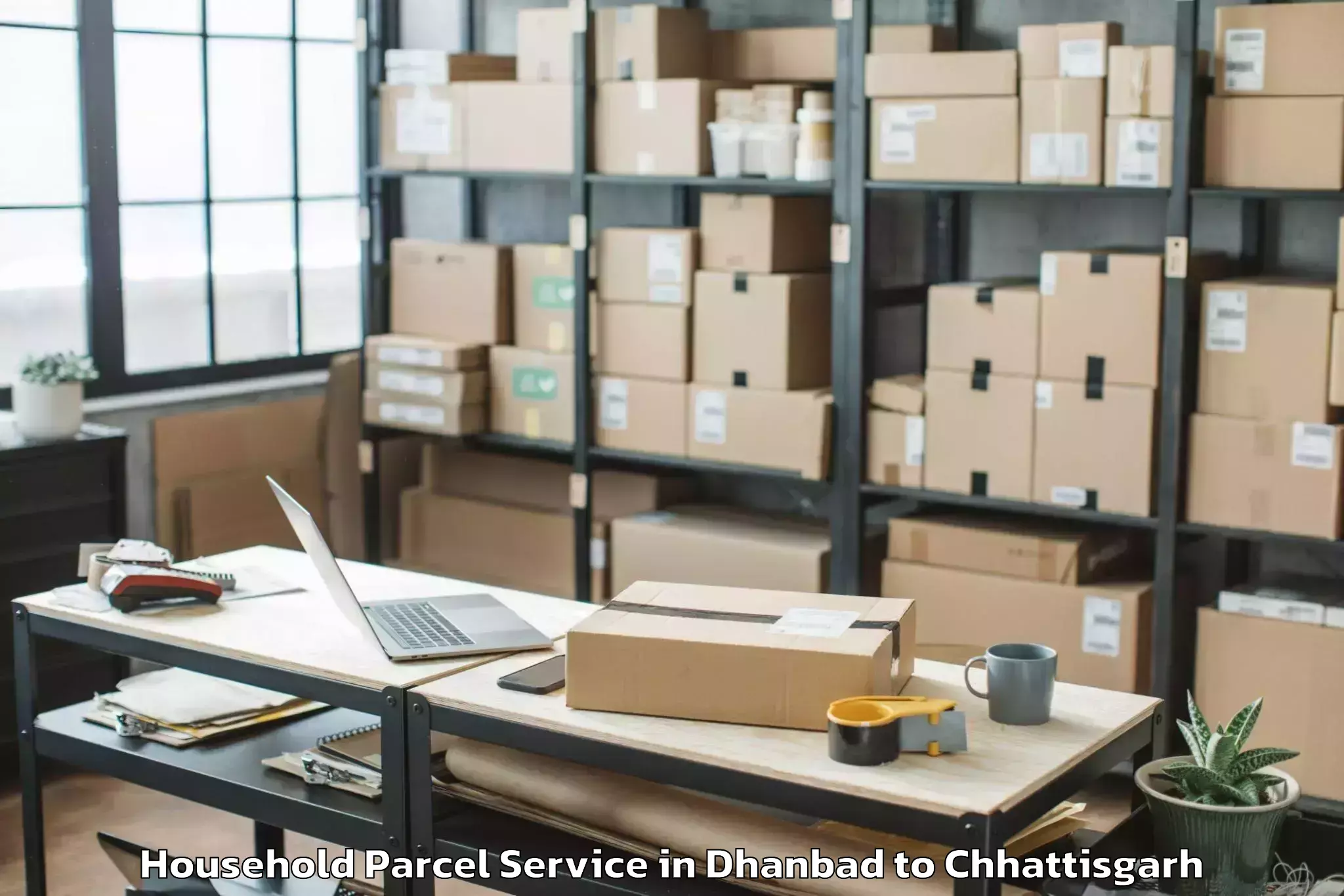 Book Your Dhanbad to Op Jindal University Raigarh Household Parcel Today